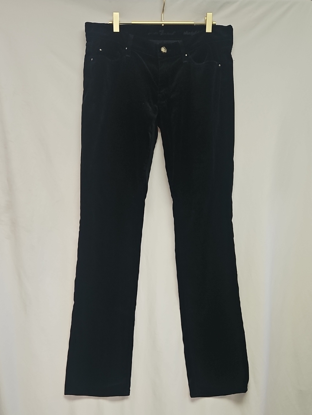 7 For All Mankind Black Velvet Straight Leg Pants